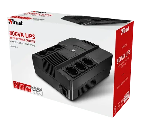 Джерело безперебійного живлення Trust Maxxon 800VA UPS, Black, встроенный аккумулятор, 6 розеток, защита от перенапряжений (IEC) (23326) - фото 4