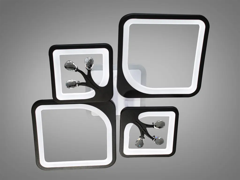 Декоративная LED люстра с димером и подсветкой, 100W, черная люстра. - фото 4