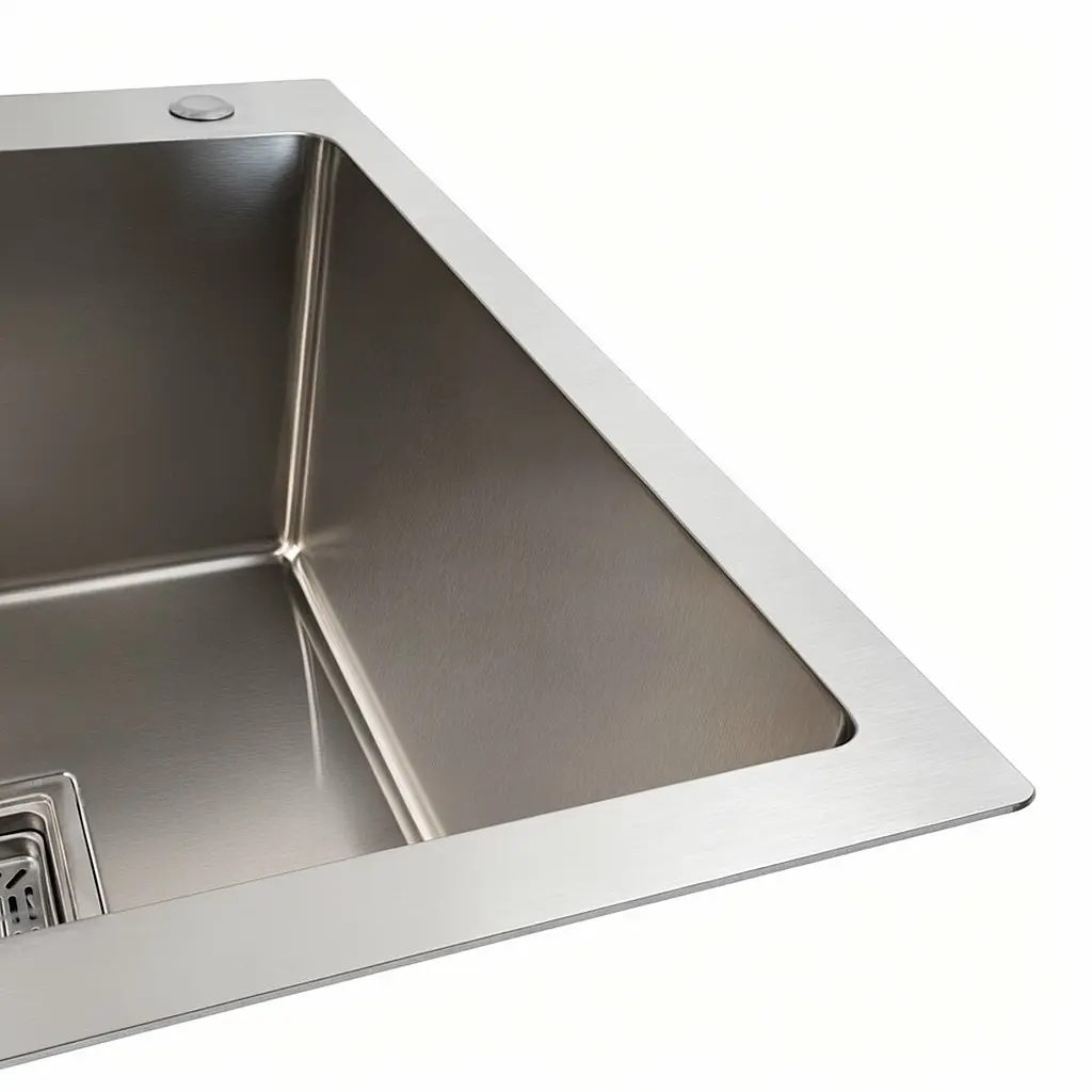 Кухонна мийка Platinum Handmade нержавійка 78x50B R (два отвори ,квадратний сифон 3.0/1.0), Нержавіюча сталь - фото 3