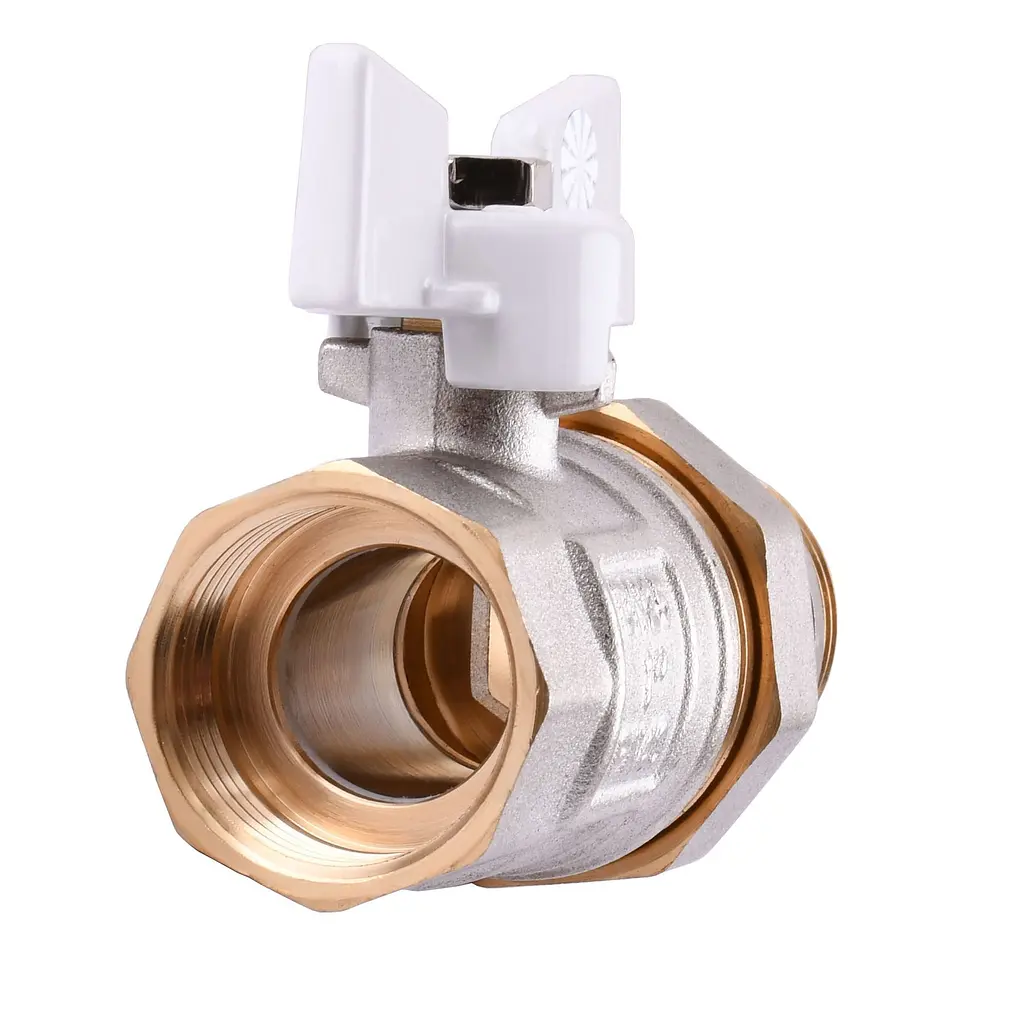 Кран кульовий з американкою Q Professional QP003 PN40 1″ антипротікання, Білий метелик - фото 3
