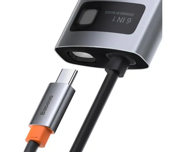 Адаптер USB Хаб Baseus Metal Gleam Series 6-in-1 Multifunctional Docking Station Gray CAHUB-CW0G - фото 5