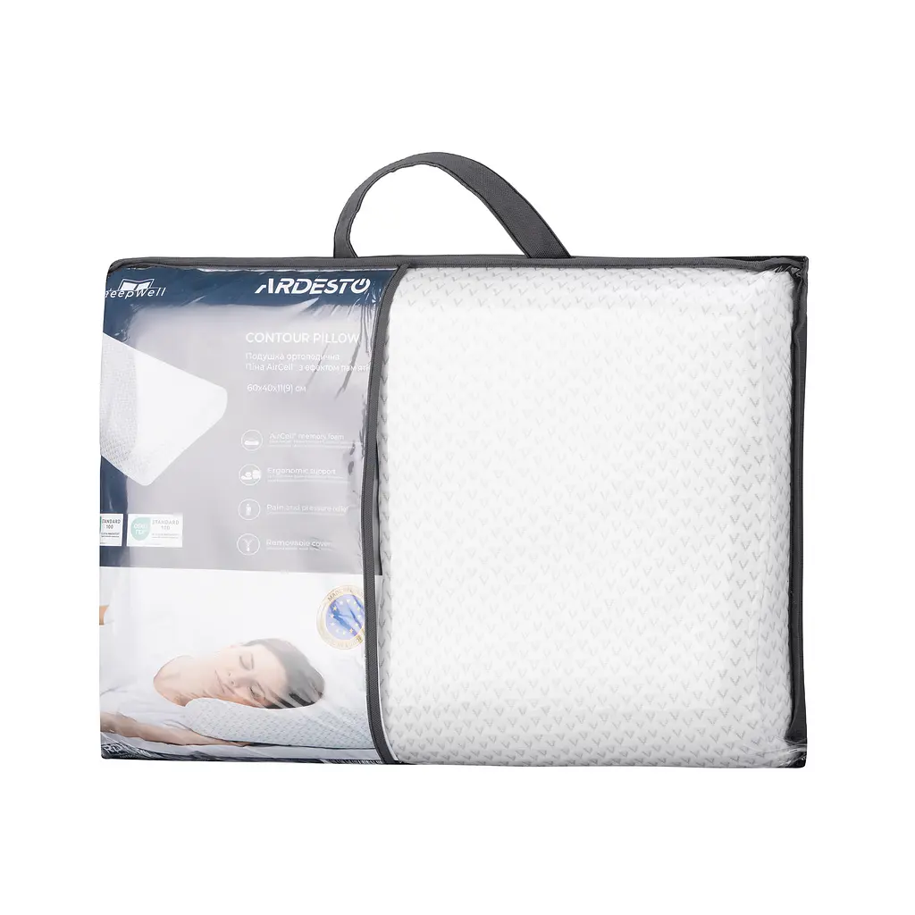 Подушка ортопедична Ardesto Sleepwell, 60х40х11/9см, білий (ART6040COP) - фото 9
