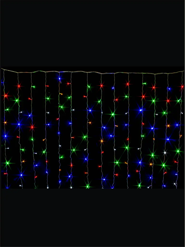 Гирлянда штора 2х2 м на окно Разноцветная светодиодная 240 Led интерьерная Laplandia от сети (m.03.5Т.240+) - фото 3