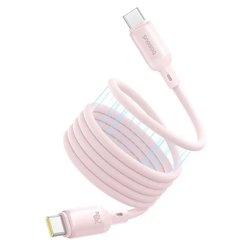 Дата кабель Baseus PicoGo Magnetic Liquid Silicone Type-C to Type-C 240W (1m) (P10376800) Baby Pink - фото 3