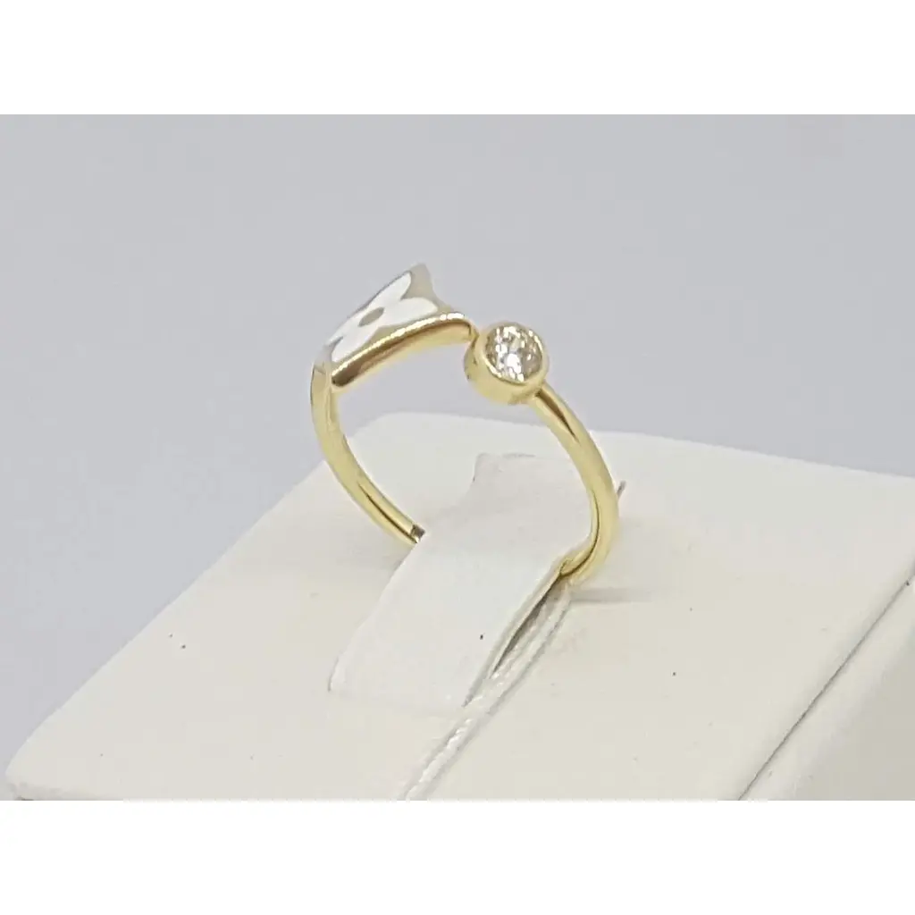 Золотое кольцо Столичная Ювелирная Фабрика с эмалью и фианитом. 154216ЖЕБ 15,5 - фото 2