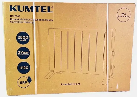 Конвекторный обогреватель Kumtel HC-2947 регулировка мощности с ножками 2500 Вт Белый - фото 5