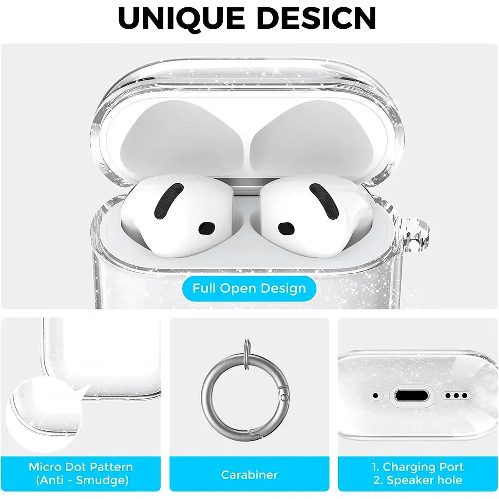 Чехол AhaStyle Silicone Case для Apple AirPods 4 Transparent Glitter (CP-WG164-CGR) [133822] - фото 3