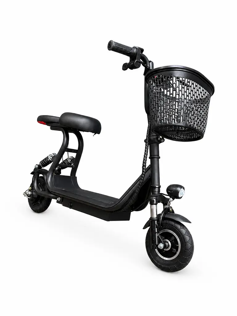 Дитячий електросамокат 500W 16Ah 8" з кошиком та сидінням чорний - фото 2