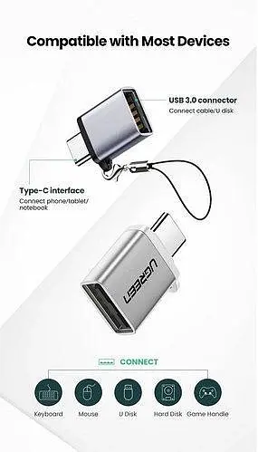 Адаптер перехідник Ugreen US270 OTG Type-C USB 3.0 (50283) сріблястий - фото 2