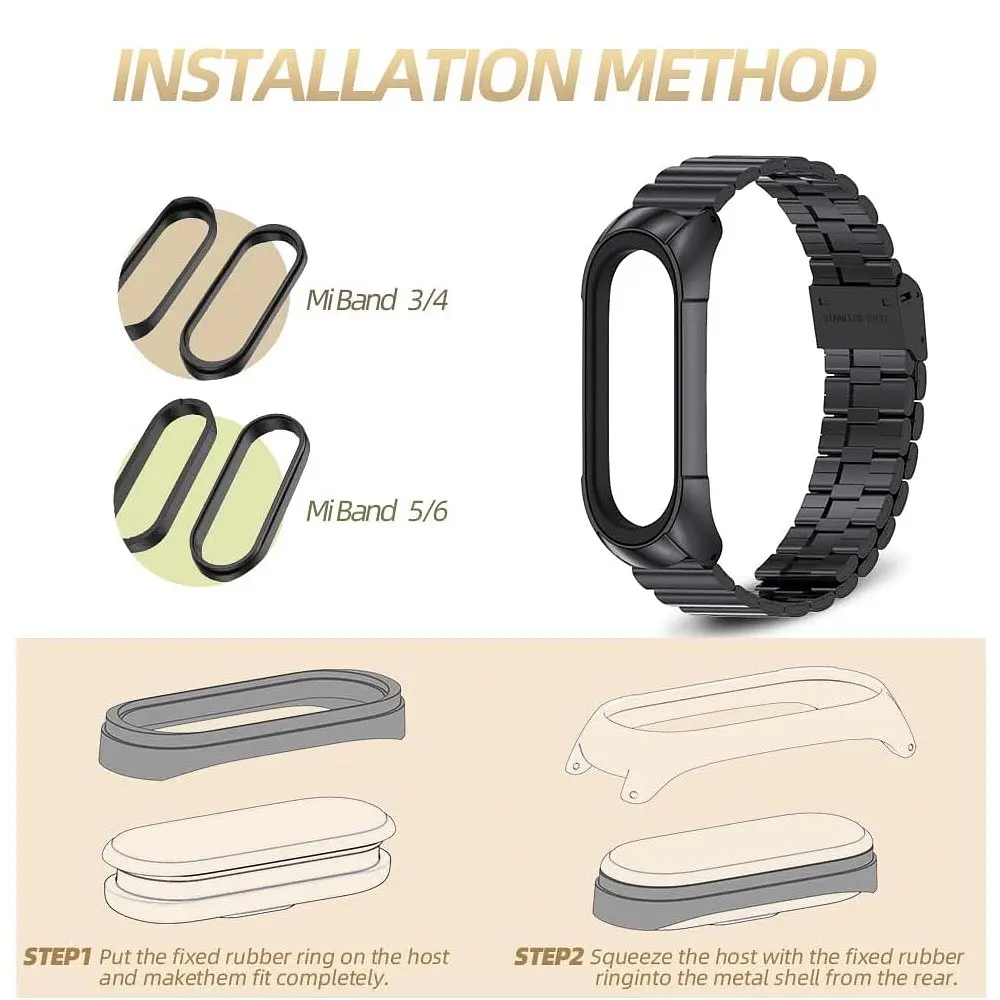 Ремешок MiJobs для фитнес-браслета Xiaomi Mi Band 8 и 9 металлический с застежкой черный - фото 5