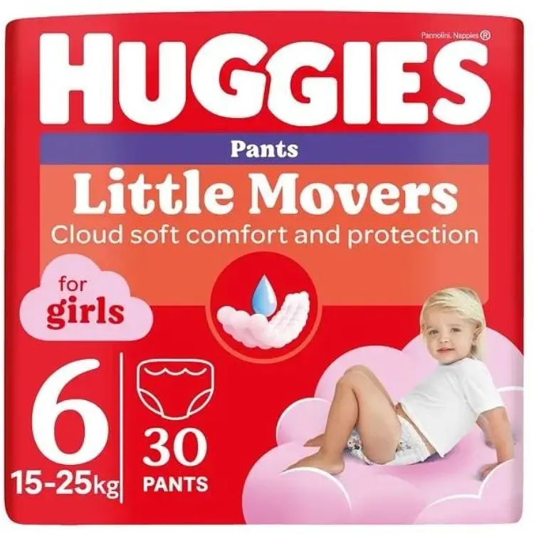 Підгузки-трусики Huggies Little Movers/Pants 6 (15-25 кг) Jumbo для дівчаток 30 шт.