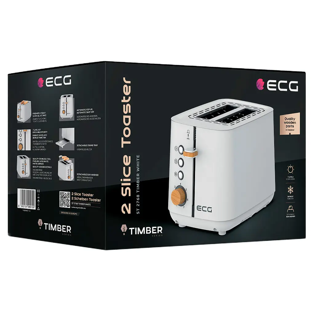 Тостер ECG ST 2768 Timber White - фото 2