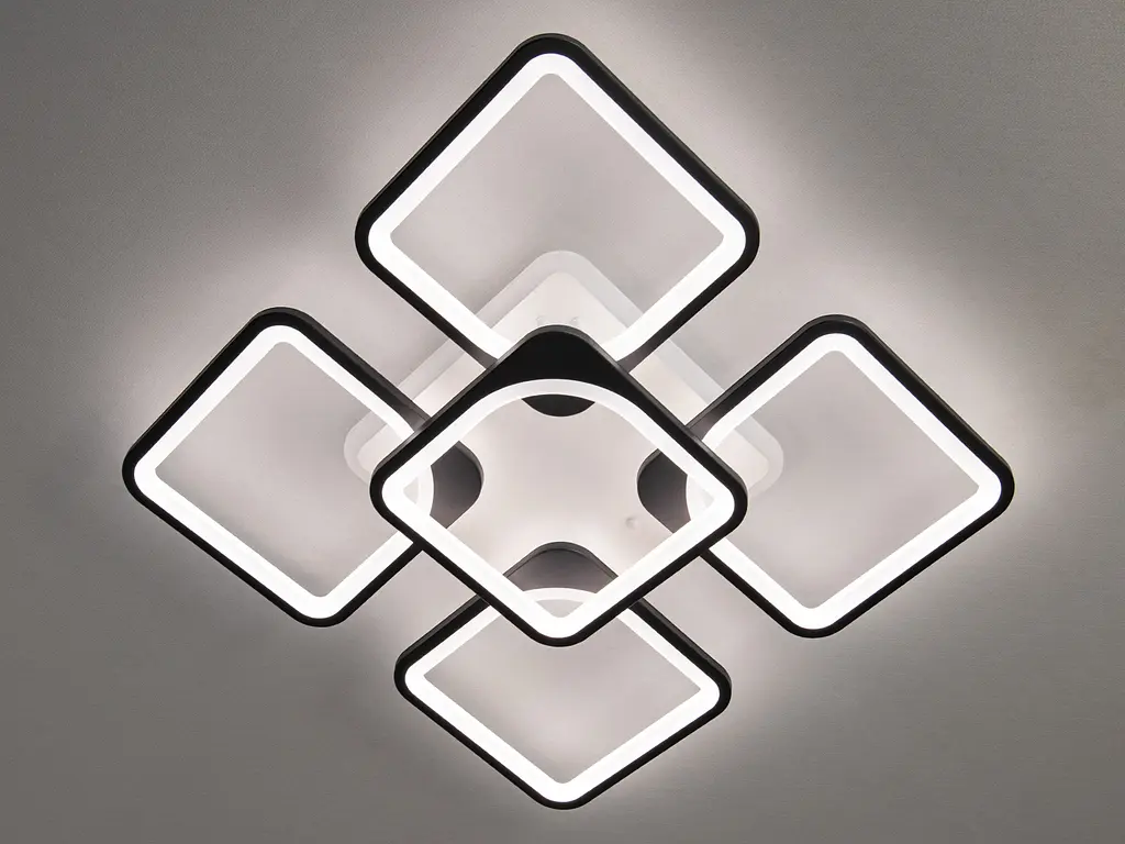 Светодиодная люстра смарт светильник с пультом, диммером, 150Вт, черная - фото 3