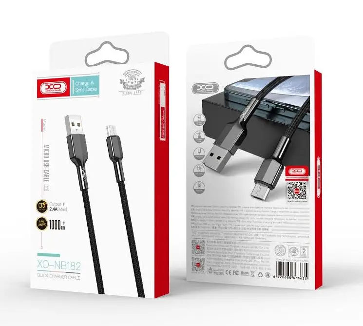Кабель XO NB182 2.4A USB Cable micro Чорний - фото 2