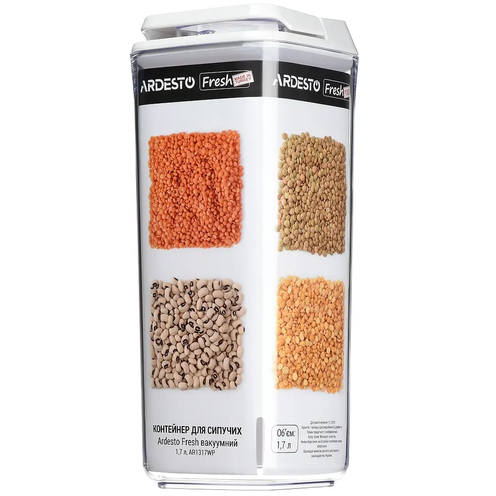 Контейнер Ardesto Fresh для сипучих продуктів, 1,7 л, білий (AR1317WP) - фото 3