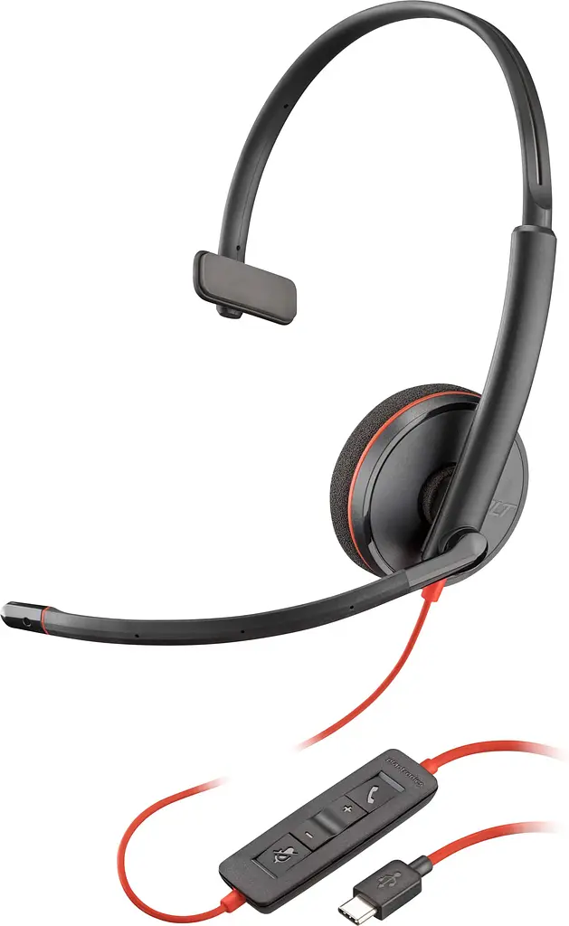 Гарнитура Poly компьютерная моно On-ear Blackwire 3210 USB-A USB-C однонаправленный черный (8X214AA) - фото 2