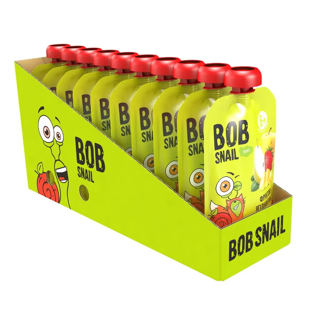Пюре Bob Snail Яблуко–Груша-Банан-Полуниця гомогенізоване 90 г - фото 2