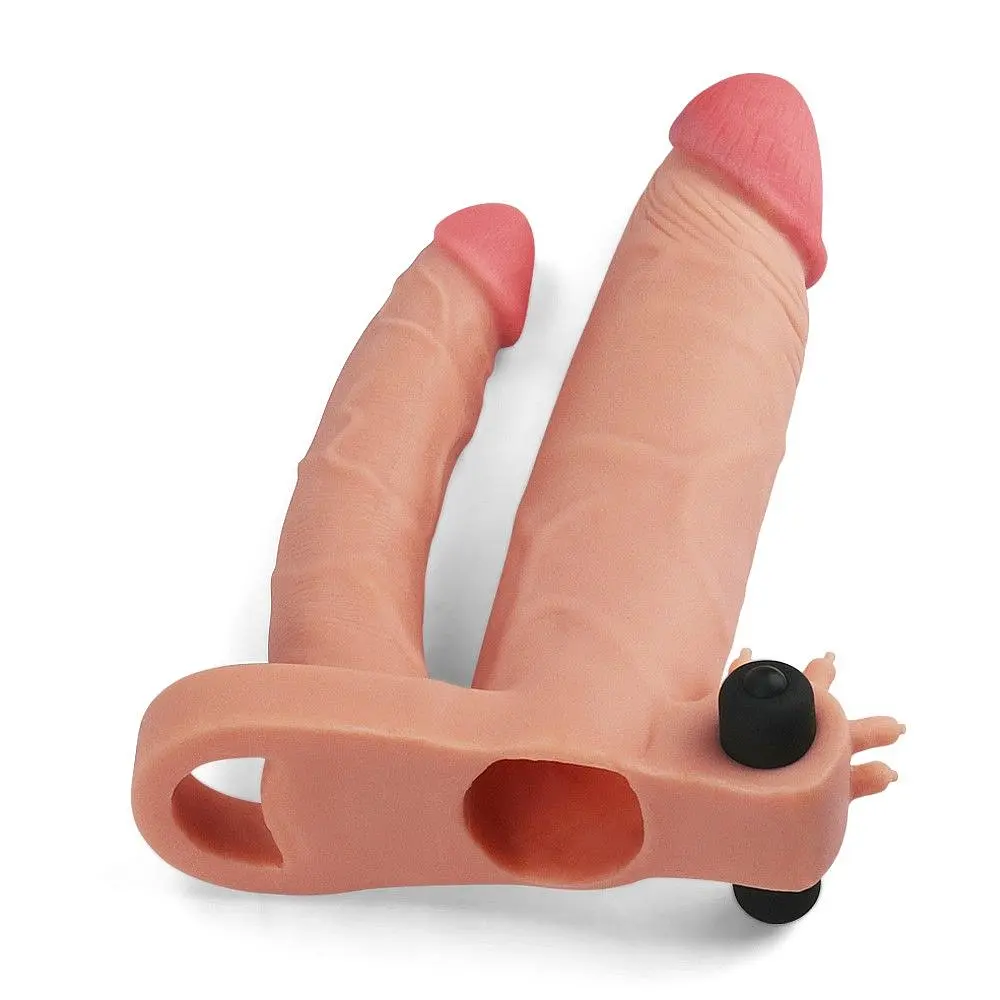 Насадка на пеніс Lovetoy Pleasure X-Tender Double, 18 см (тілесний) - фото 3