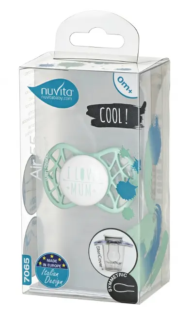 Силіконова симетрична пустушка Nuvita Air55 Cool I Love Mum, 0+ міс., м'ятний (NV7065SG) - фото 3
