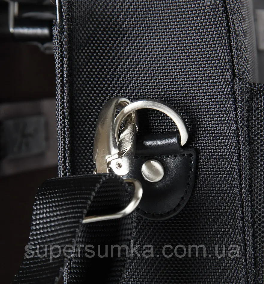 Діловий портфель зі шкіри та нейлону Fouquet NBC-1002M Чорний - фото 7