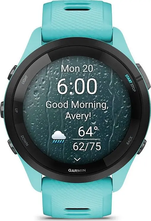 Смарт-годинник Garmin Forerunner 265 Black Bezel with Aqua Case and Aqua/Black Silicone Band (010-02810-12) - фото 6