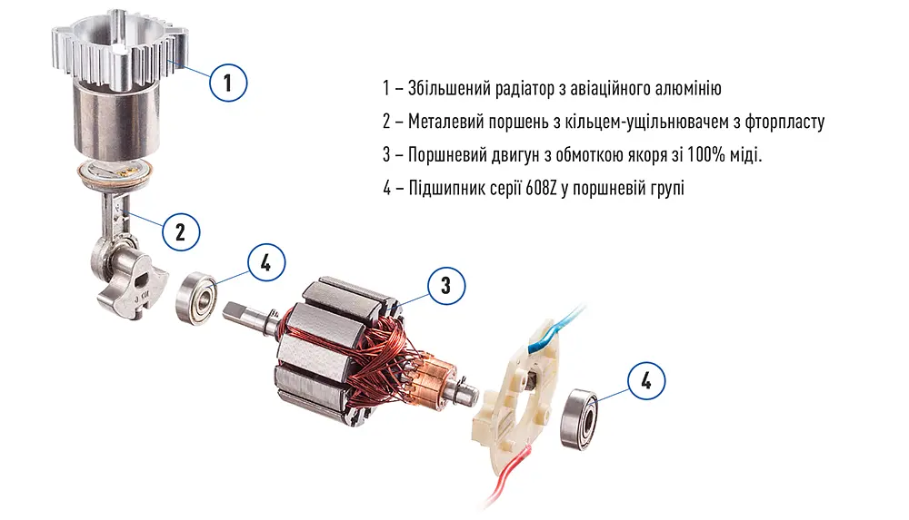 Автомобільний компресор Vitol 150psi 23Amp 50л шланг 5,0м R15-R18 з дефлятором клеми (K-55) - фото 8