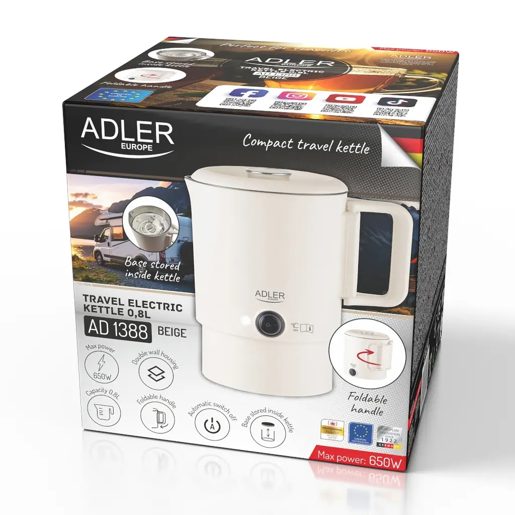 Електрочайник складаний Adler AD 1388 beige 0.8 л - фото 10