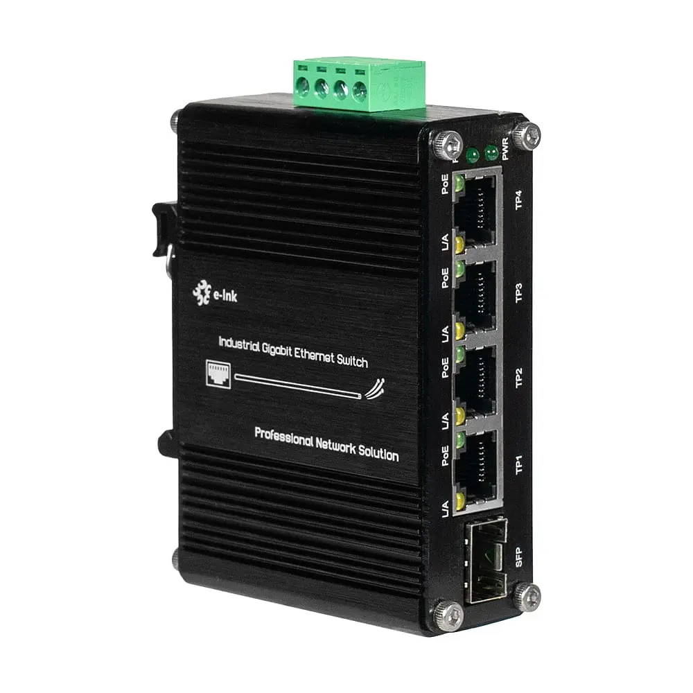 PoE-комутатор 5-портовий E-LINK LNK-IMC104GP-SFP IN 12-48V (73-00126) - фото 3