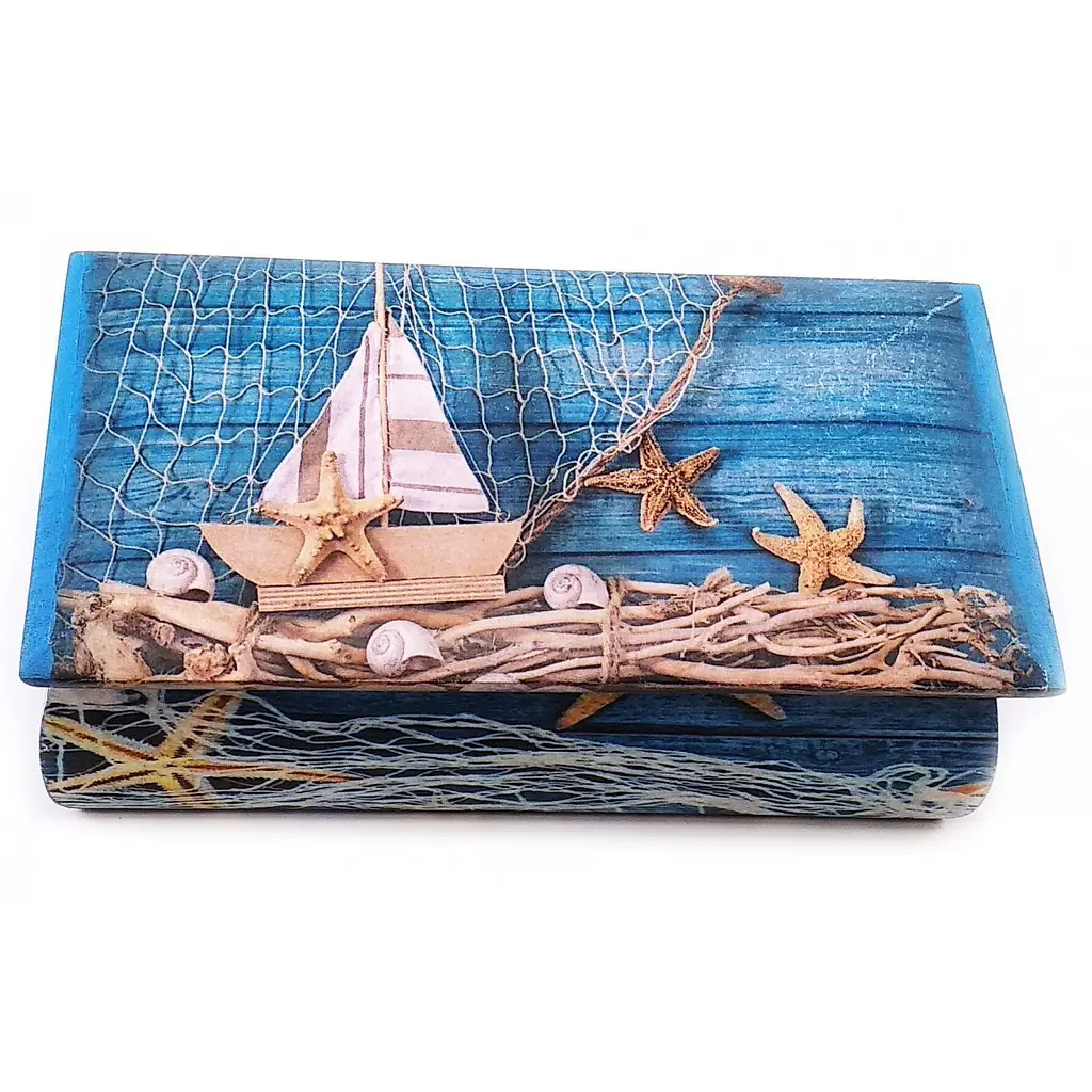 Шкатулка Морська масив дерева 21.5х11.5х7 см - фото 3