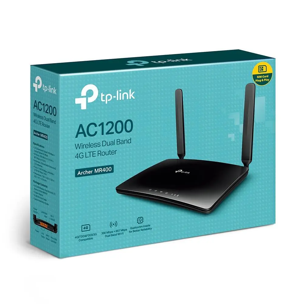 Точка доступа с функцией маршрутизации, сетевое оборудование 1200MBPS 10/100M 4P DUAL BAND ARCHER MR400 TP-LINK - фото 4