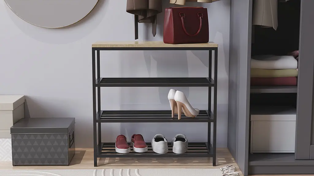 Полиця для взуття Слайм 3 Ferrum-decor 635x630x260 Чорний метал ДСП Дуб Сонома 16 мм (FRD-105158) - фото 3