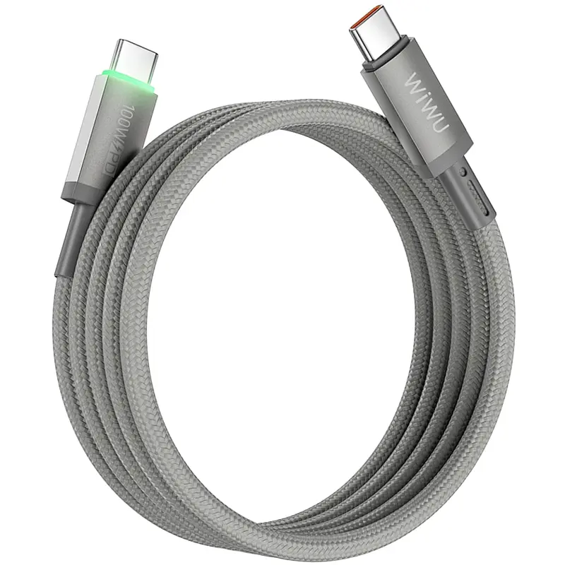 Дата кабель WIWU C084 Maglink Type-C to Type-C 100W 1 м Grey - фото 3