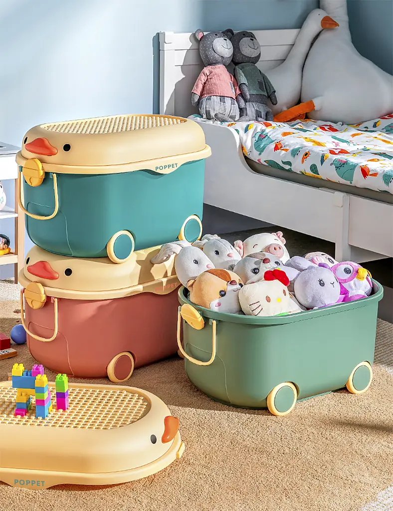 Многофункциональный ящик для хранения игрушек Poppet Утенок Блу на колесах средний (PP-001B-M) - фото 8