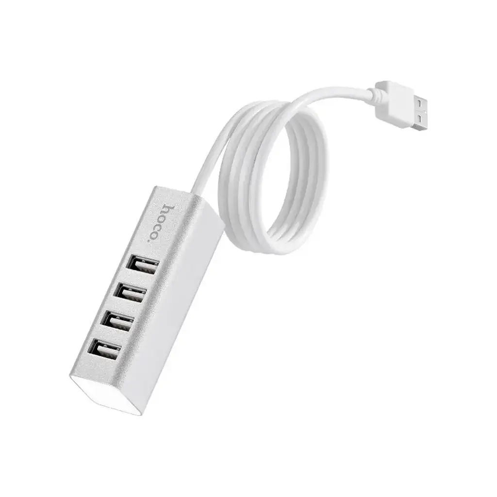 Концентратор HOCO USB 2.0 to 4xUSB Line machine HB1 Silver (6957531038146) - фото 3