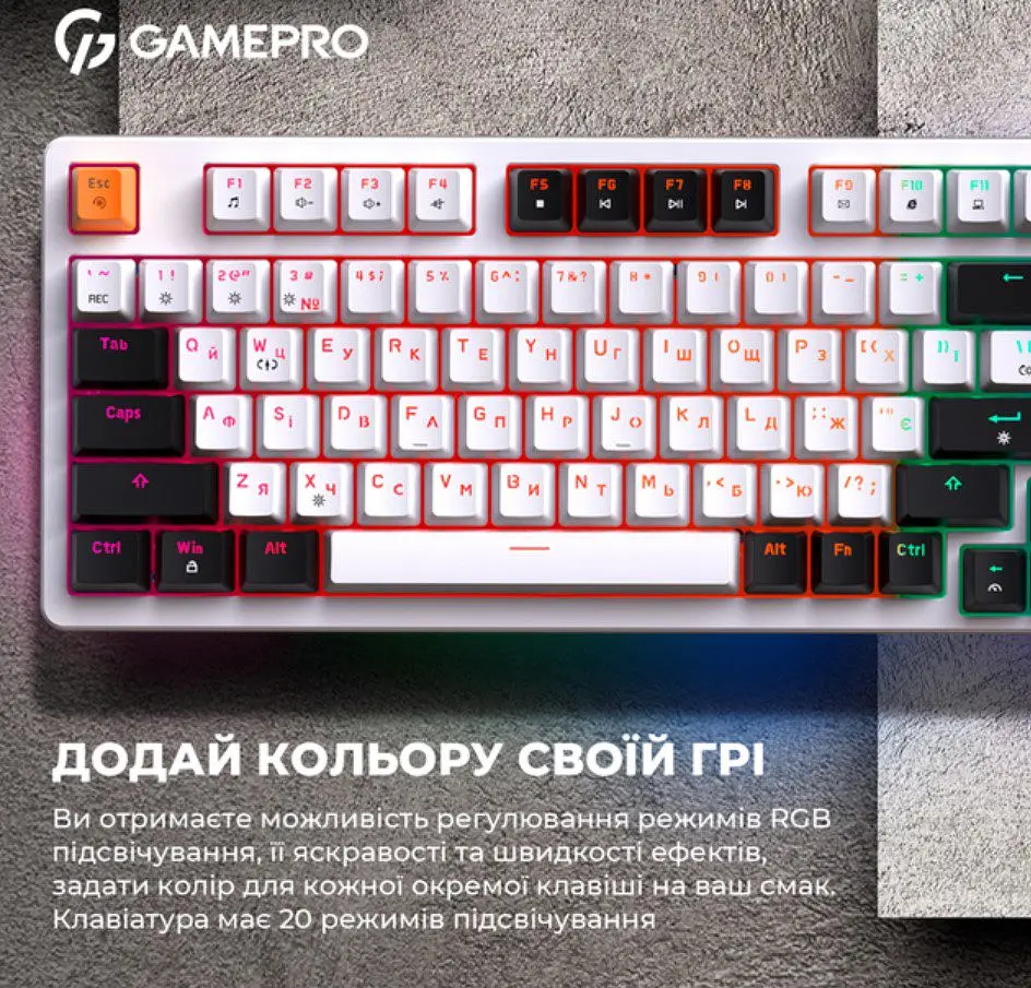 Клавиатура игровая механическая GamePro GPMK-170 Outemu Red Swich Hot-Swap RGB White - фото 12
