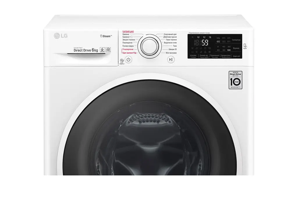 Стиральная машина LG с фронтальной загрузкой F0J6NS0W, 6кг, 1000, A+++, Пар, глубина 45см, Дисплей, Инвертор, Белый (F0J6NS0W) - фото 9
