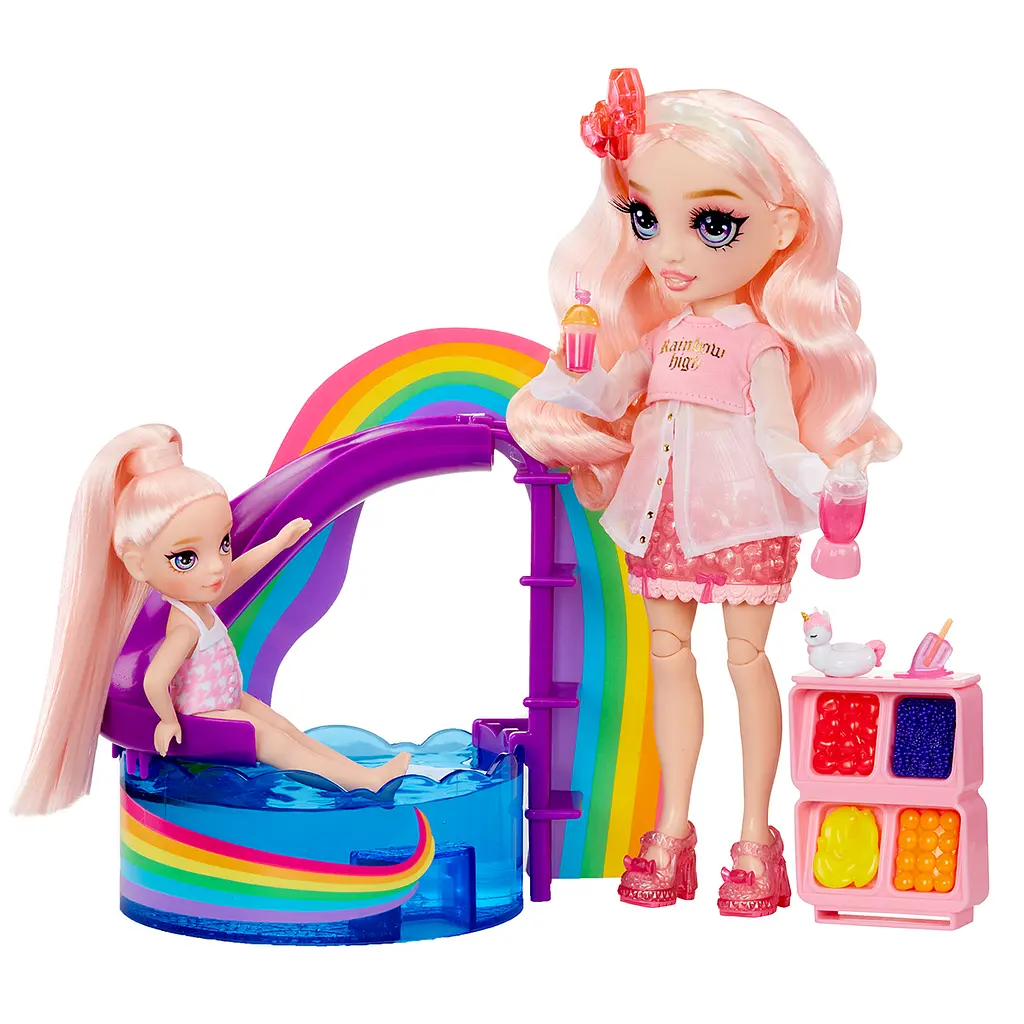 Игровой набор с куклой Rainbow High Littles Радужный праздник в бассейне с аксессуарами (522249) - фото 7