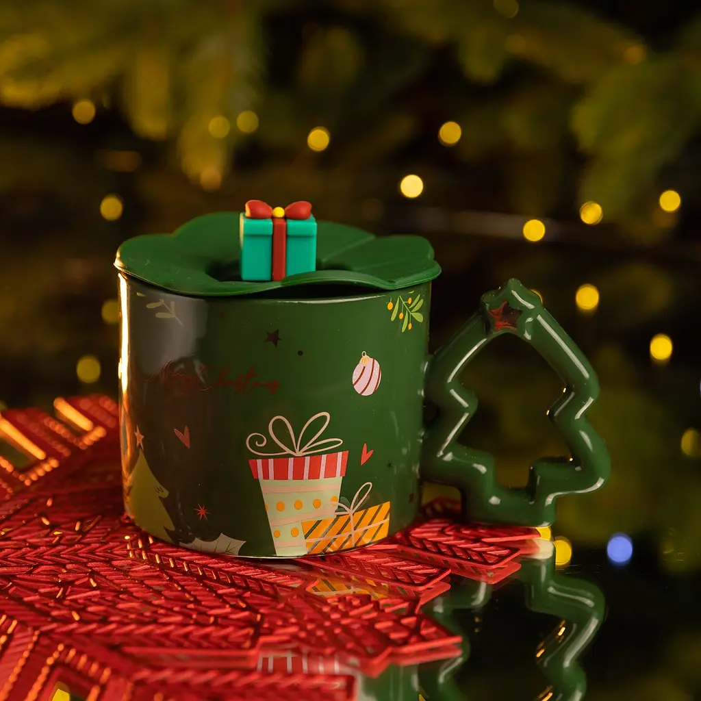 Чашка порцелянова Christmas Tree 400 мл зелений  FM-CS-18GR - фото 3