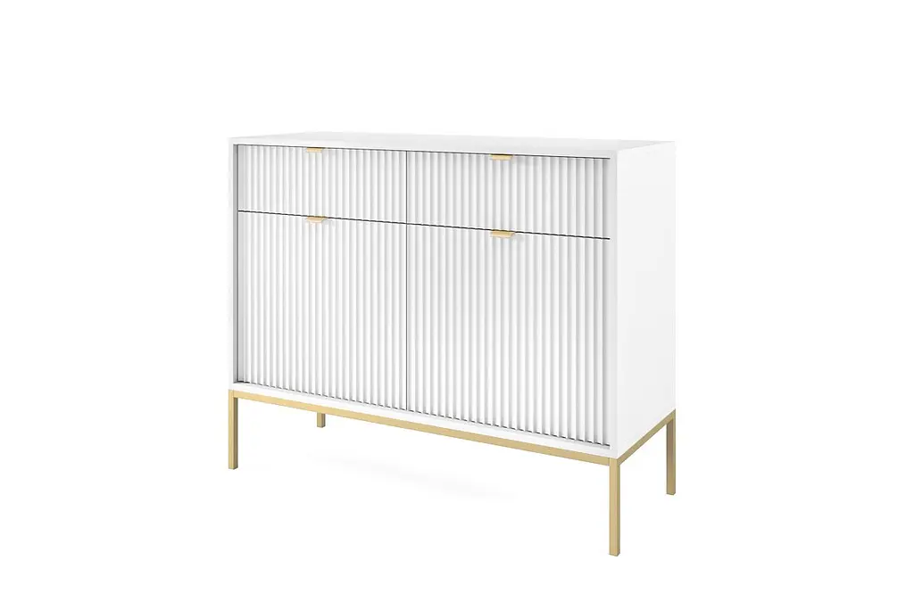 Комод Perfect Home Новая/Nova 2-дверный с 2 ящиками и золотыми ножками KSZ104 Белый (PFH-091217) - фото 5