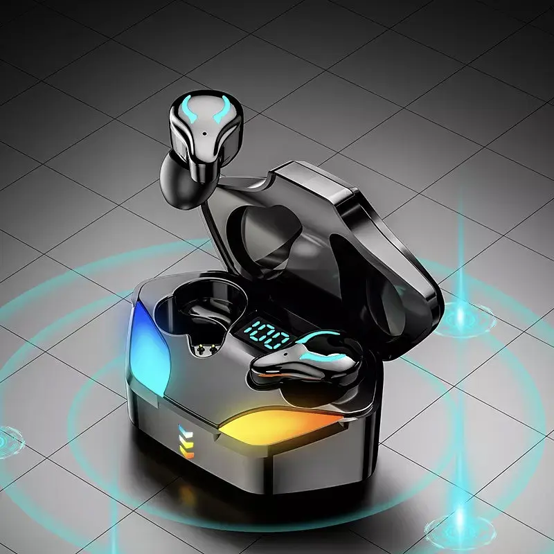 Игровые беспроводные наушники Bluetooth TWS X1 с зарядным кейсом индикатором заряда и LED подсветкой - фото 6