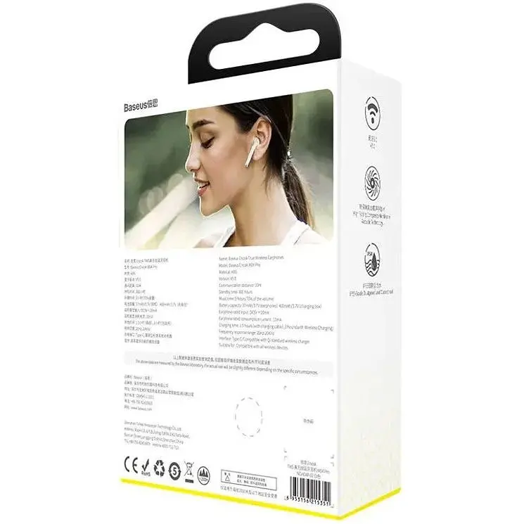 Бездротові навушники Baseus Bluetooth Encok W04 True Wireless Earphones NGW04-02 Білі - фото 6