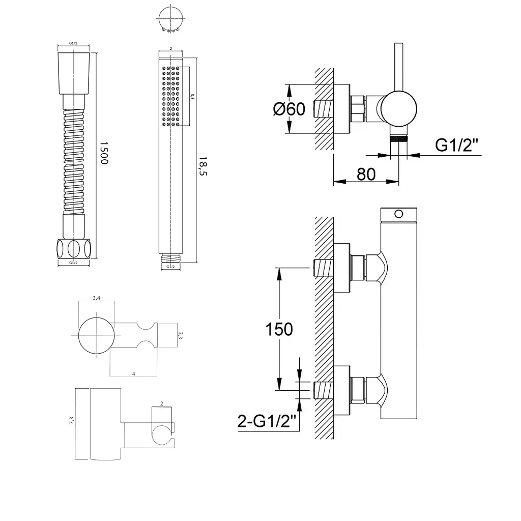 Змішувач для душу Kohlman Axel graphite настінний KPL-QW120AG, Графит - фото 6
