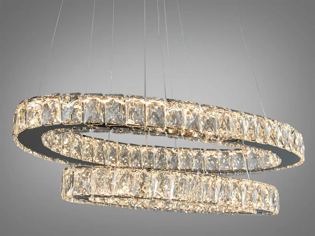 Світильник підвісний LED Diasha 7210/650+500HR, 50W, хром, сучасний стиль, регульована висота, пульт ДК - фото 2