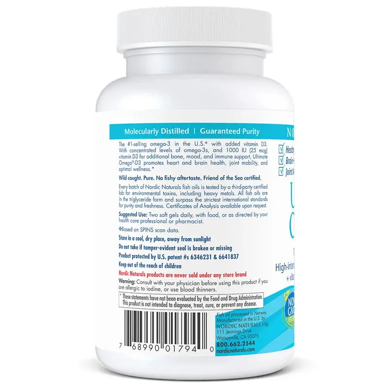 Жирні кислоти Nordic Naturals Ultimate Omega-D3, 60 капсул - фото 3