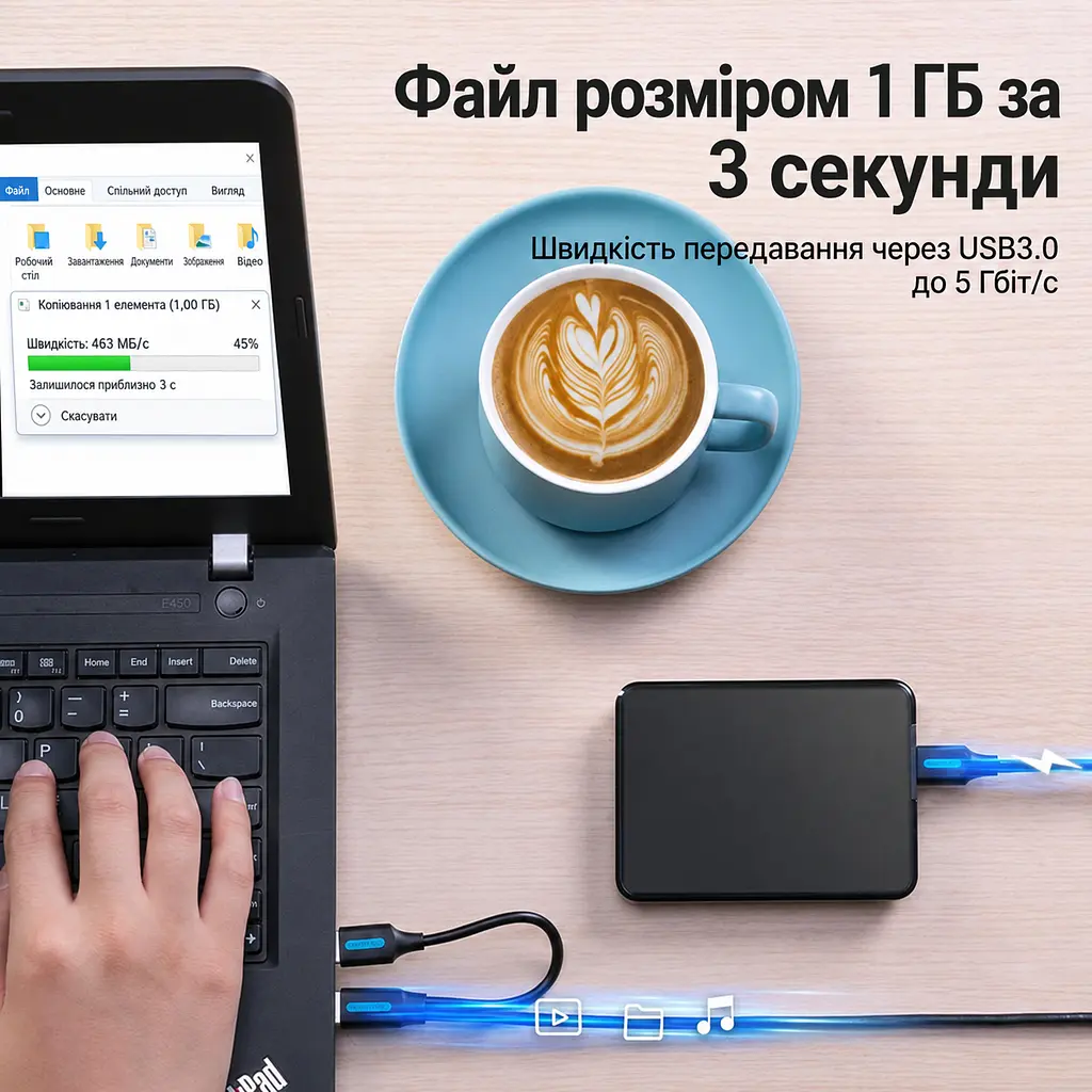 Y-подібний кабель Vention CQPBD USB 3.0 USB-A - Micro-B 0,5 м чорний (CQPBD) - фото 5