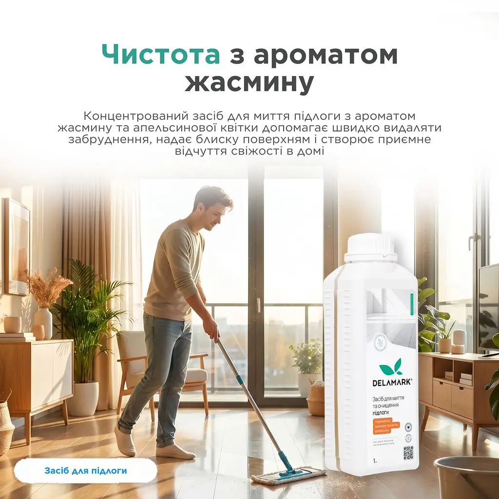 Засіб для миття підлоги DeLaMark Жасмин та апельсинова квітка 1 л (4820152333797) - фото 3