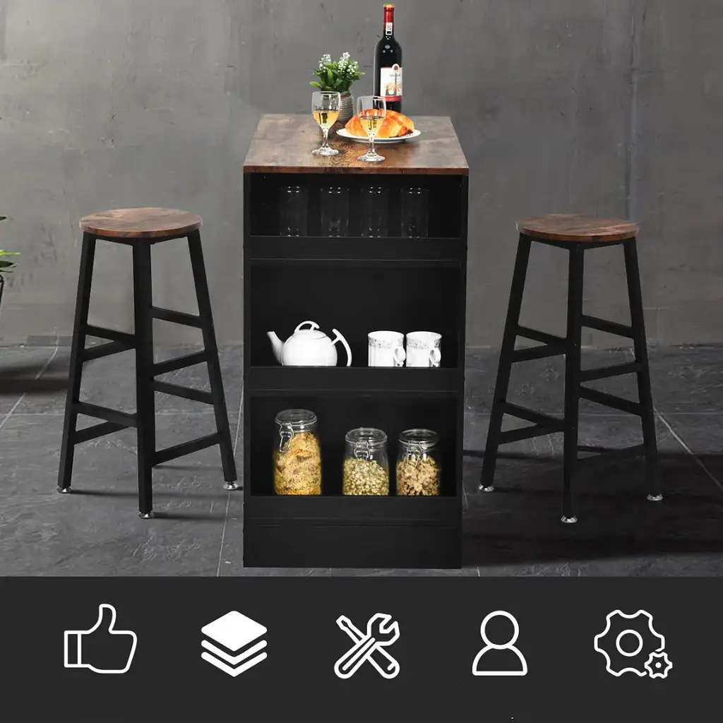 Барний стіл та 2 барні стільці Costway Picmi в стилі Loft - фото 4