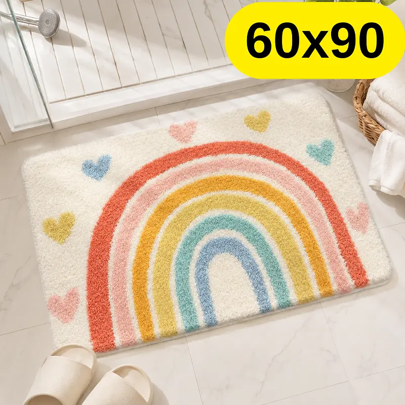 Стильний та практичний килимок для ванної кімнати 60×90 см зі кашеміру — м’який, антиковзкий, вологопоглинаючий KT9000043 - фото 2