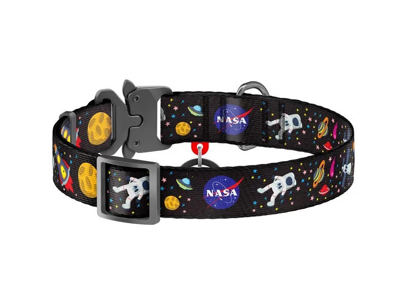 Ошейник для животных WAUDOG Nylon с QR паспортом NASA металлическая пряжка-фастекс S (5119) - фото 2