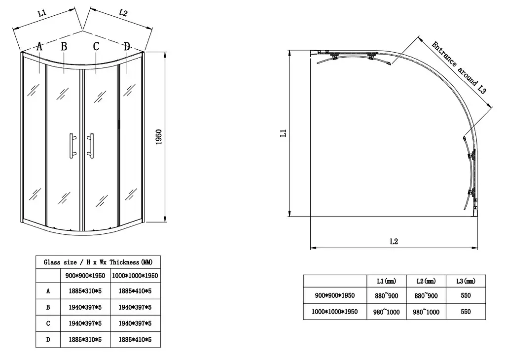 Душова кабіна без піддону Koer SR SC04-90x90x195-TR-07 прозоре скло Easy Clean 5 мм, graphite KR5362, Універсальна, прозорий, графіт - фото 10